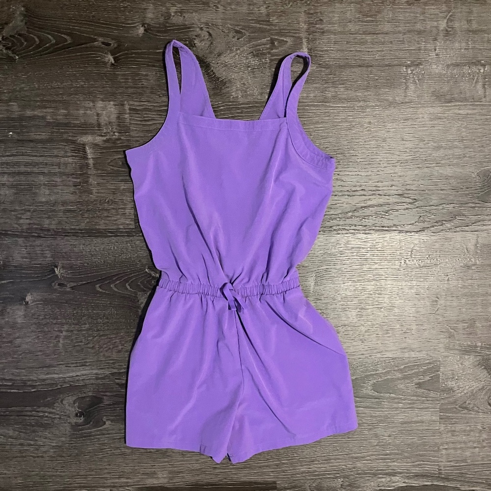 Purple short jumpsuit with crisscross backing